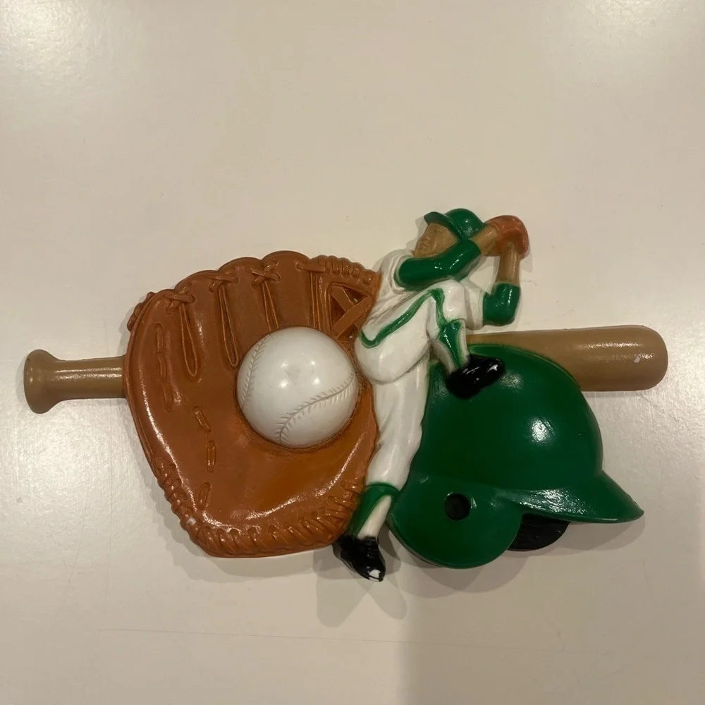 Lot of 2 vintage baseball and basketball wall hangings/decor